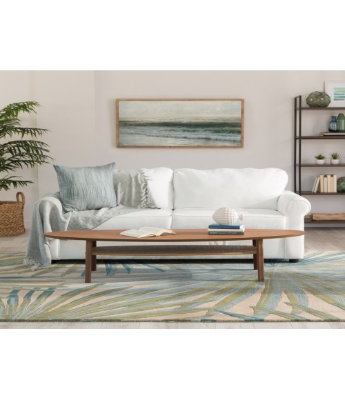 Coastal Seaside Area Rug Jaipur Living Palmetto Handmade Floral Blue/ Green Area Rug (5'X8')