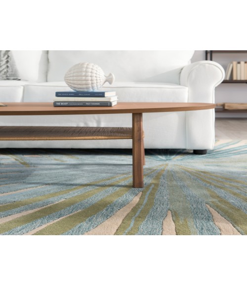 Coastal Seaside Area Rug Jaipur Living Palmetto Handmade Floral Blue/ Green Area Rug (5'X8')