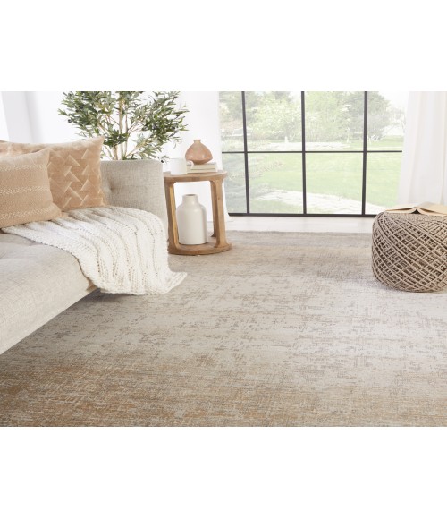 En Blanc Area Rug Vibe by Jaipur Living Akari Abstract Gray/ Light Tan Runner Rug (3'X8')