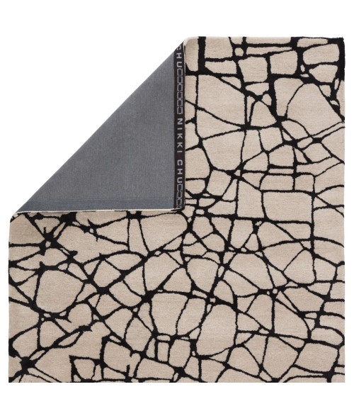 Etho By Nikki Chu Area Rug Nikki Chu by Jaipur Living Chandler Handmade Abstract Cream/ Black Area Rug (18 in. sample')