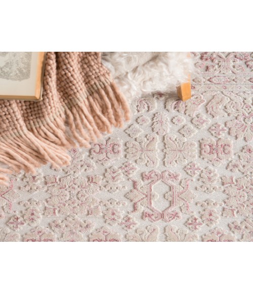Jaipur Living Regal Damask Ivory/ Pink Runner Rug (2'6"X8')