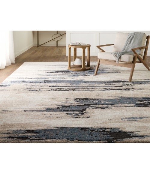 Vibe by Jaipur Living Yushan Abstract White/ Blue Runner Rug 3'X10'