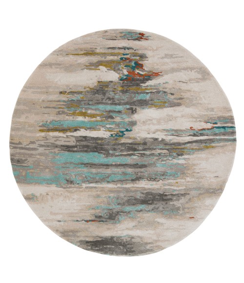 Jaipur Living Ryenn Handmade Abstract Gray/ Blue Round Area Rug 6' RND