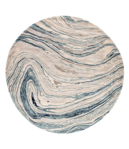Genesis Area Rug Jaipur Living Atha Handmade Abstract Blue/ Gray Round Area Rug (8'X8')