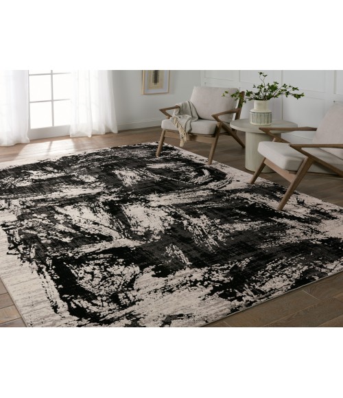 GRA02 Dusk Rug Jaipur Living Dusk Abstract Black/ Cream Area Rug 10'6"X14'