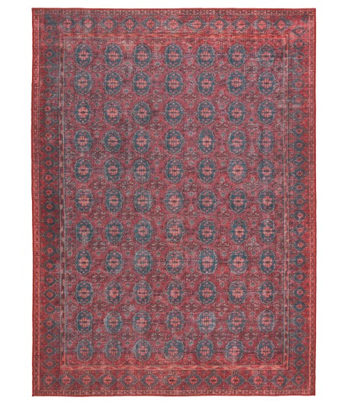 HBL04 Kalinar Rug Kate Lester + Jaipur Living Kalinar Damask Dark Red/ Blue Area Rug 7'6"X10'