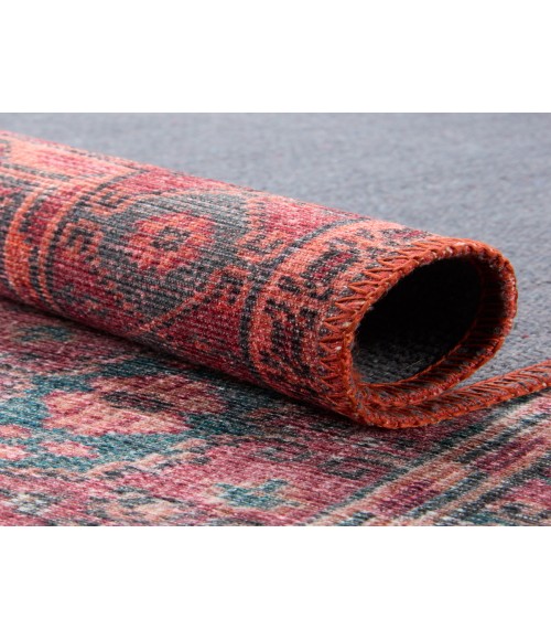 HBL04 Kalinar Rug Kate Lester + Jaipur Living Kalinar Damask Dark Red/ Blue Area Rug 7'6"X10'
