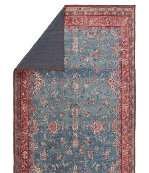HBL06 Yasha Rug Kate Lester + Jaipur Living Yasha Floral Blue/ Red Area Rug 5'X7'6"