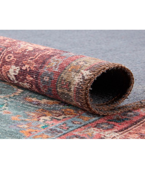 HBL06 Yasha Rug Kate Lester + Jaipur Living Yasha Floral Blue/ Red Area Rug 5'X7'6"