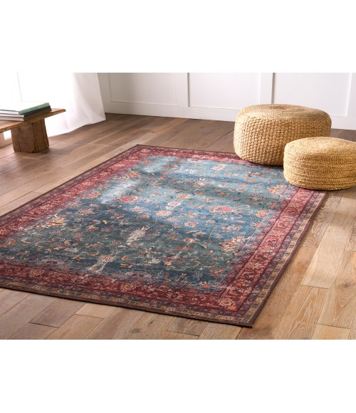 HBL06 Yasha Rug Kate Lester + Jaipur Living Yasha Floral Blue/ Red Area Rug 5'X7'6"