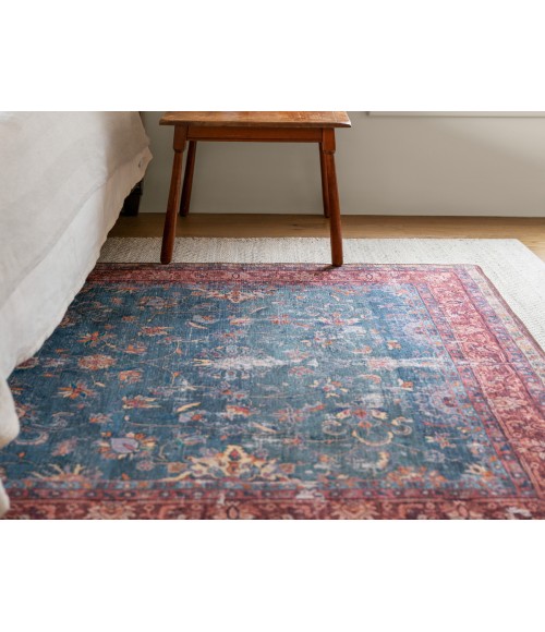 HBL06 Yasha Rug Kate Lester + Jaipur Living Yasha Floral Blue/ Red Area Rug 5'X7'6"