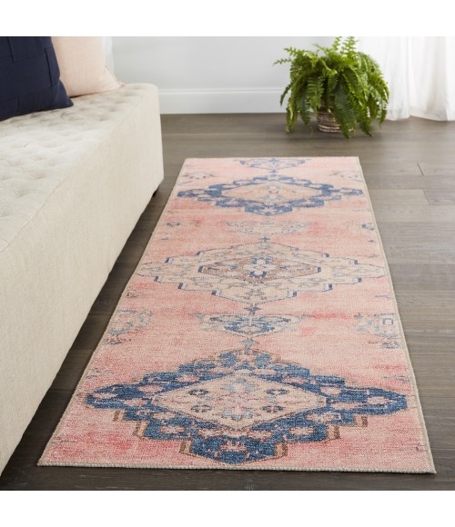 Kairos Area Rug Vibe by Jaipur Living Adalee Medallion Pink/ Blue Runner Rug (2'6"X12')