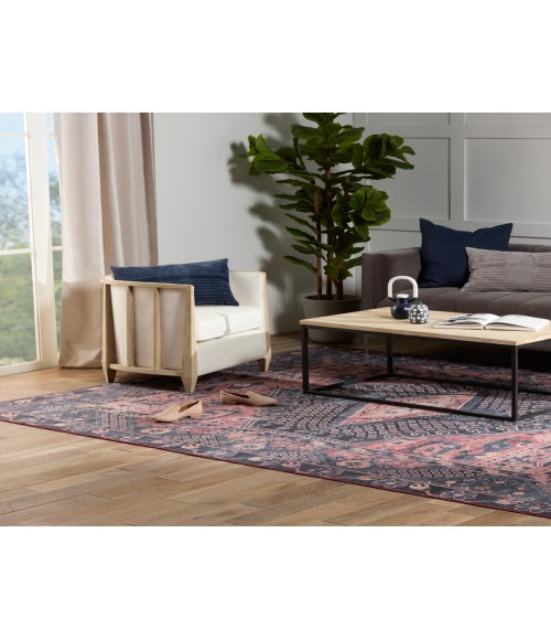 Nikki Chu by Jaipur Living Issa Medallion Dark Blue/ Pink Area Rug (8'X10')