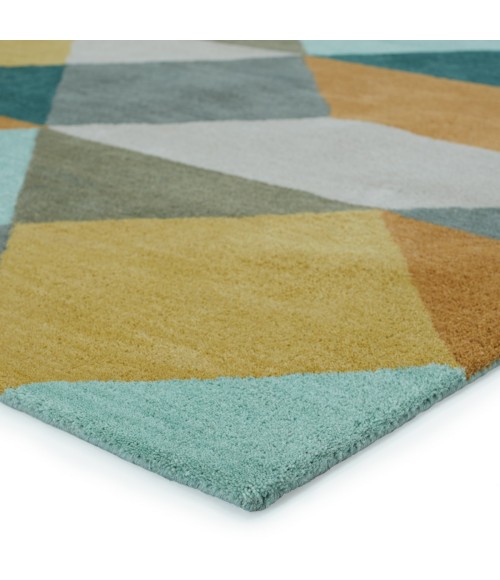 En Casa By Luli Sanchez Tufted Area Rug Luli Sanchez by Jaipur Living Ojo Handmade Geometric Gold/ Teal Area Rug (9'X13')