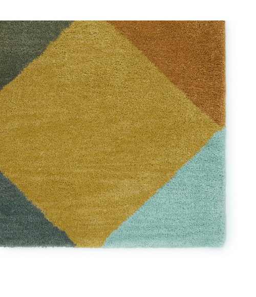 En Casa By Luli Sanchez Tufted Area Rug Luli Sanchez by Jaipur Living Ojo Handmade Geometric Gold/ Teal Area Rug (9'X13')