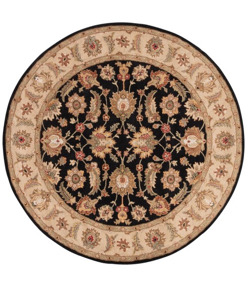 Mythos Area Rug Jaipur Living Selene Handmade Floral Black/ Beige Round Area Rug (8'X8')