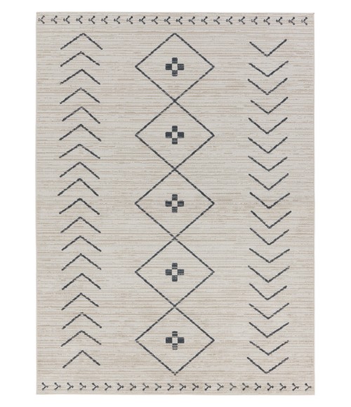 NDN01 Taos Rug Vibe by Jaipur Living Taos Tribal Cream/ Dark Slate Area Rug 5'3"X7'