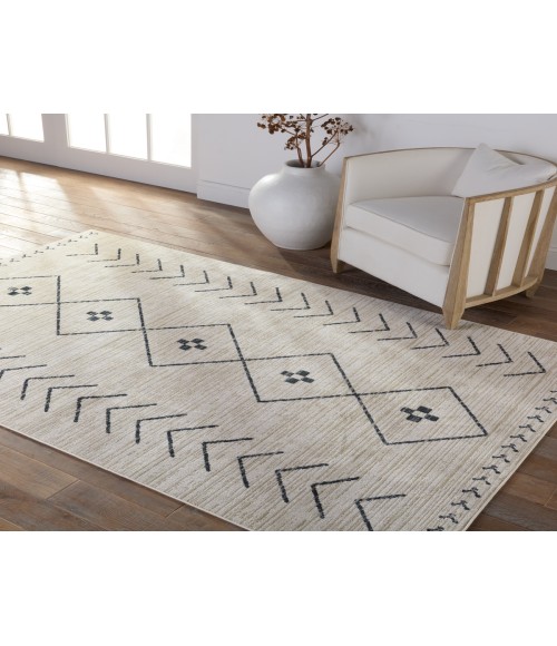 NDN01 Taos Rug Vibe by Jaipur Living Taos Tribal Cream/ Dark Slate Area Rug 5'3"X7'