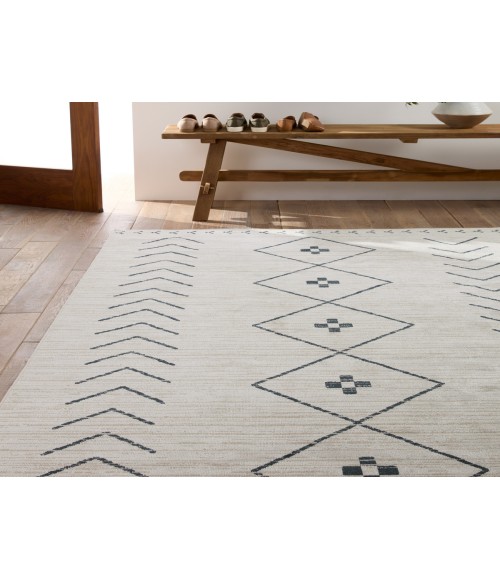 NDN01 Taos Rug Vibe by Jaipur Living Taos Tribal Cream/ Dark Slate Area Rug 5'3"X7'