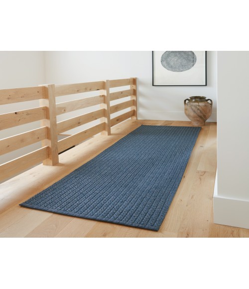 Jaipur Living Iver Indoor/ Outdoor Solid Blue/ Gray Runner Rug 3'X12'