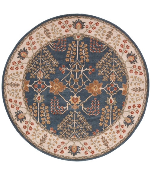 Poeme Area Rug Jaipur Living Chambery Handmade Floral Blue/ Multicolor Round Area Rug (8'X8')