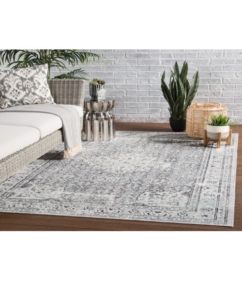 POLARIS RUG Jaipur Living Langley Indoor/ Outdoor Medallion Gray/ Blue Runner Rug (2 8"X10 )