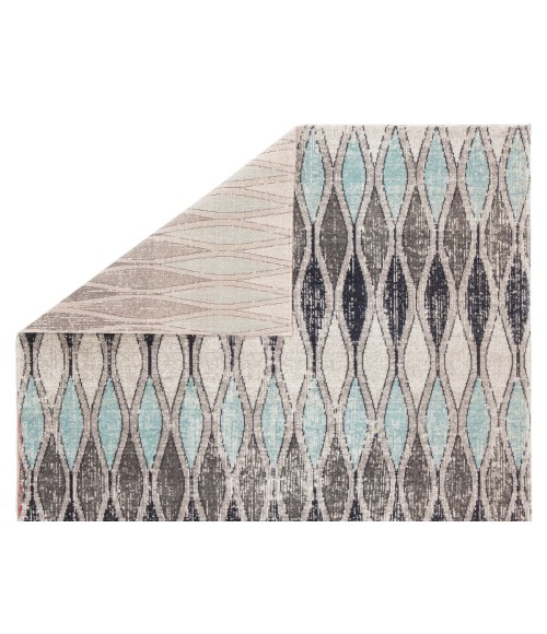POLARIS RUG Jaipur Living Norwich Indoor/ Outdoor Geometric Gray/ Blue Round Area Rug (8 X8 )