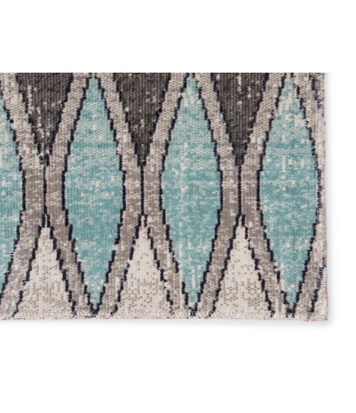 POLARIS RUG Jaipur Living Norwich Indoor/ Outdoor Geometric Gray/ Blue Round Area Rug (8 X8 )