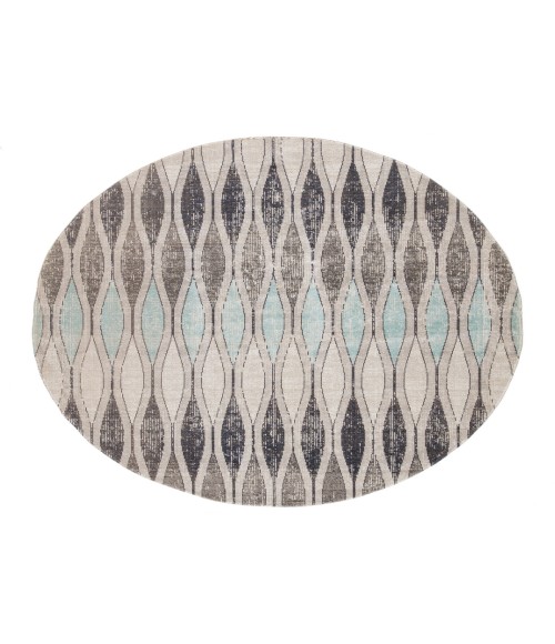 POLARIS RUG Jaipur Living Norwich Indoor/ Outdoor Geometric Gray/ Blue Round Area Rug (8 X8 )