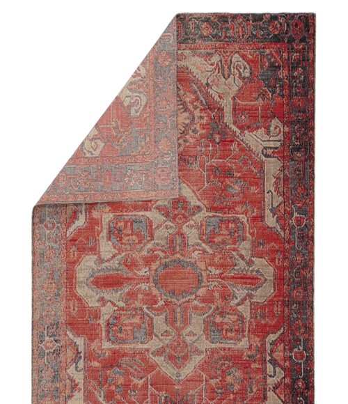 Polaris Area Rug Jaipur Living Leighton Indoor/ Outdoor Medallion Red/ Blue Round Area Rug (7'10"X7'10")
