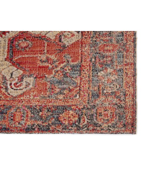 Polaris Area Rug Jaipur Living Leighton Indoor/ Outdoor Medallion Red/ Blue Round Area Rug (7'10"X7'10")