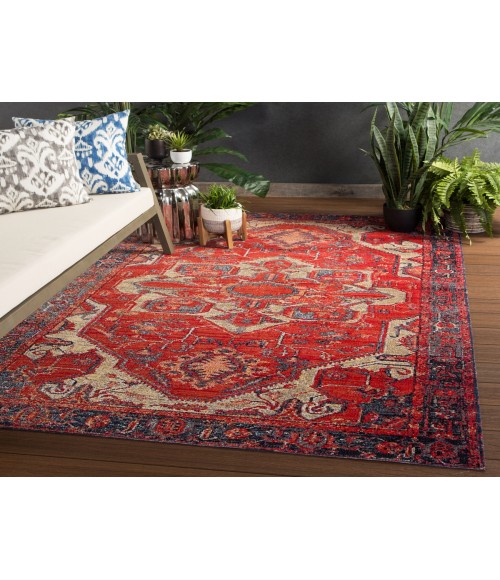 Polaris Area Rug Jaipur Living Leighton Indoor/ Outdoor Medallion Red/ Blue Round Area Rug (7'10"X7'10")