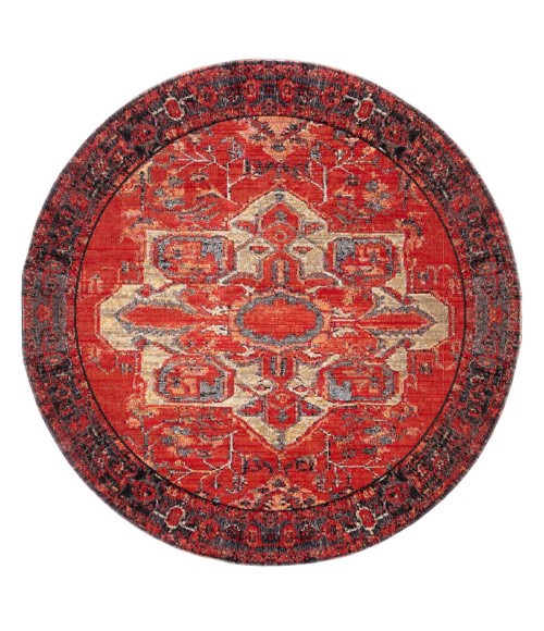 Polaris Area Rug Jaipur Living Leighton Indoor/ Outdoor Medallion Red/ Blue Round Area Rug (7'10"X7'10")