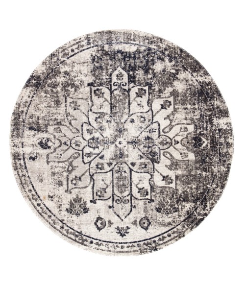 POLARIS RUG Jaipur Living Isolde Indoor/ Outdoor Medallion Gray/ Ivory Round Area Rug (8 X8 )