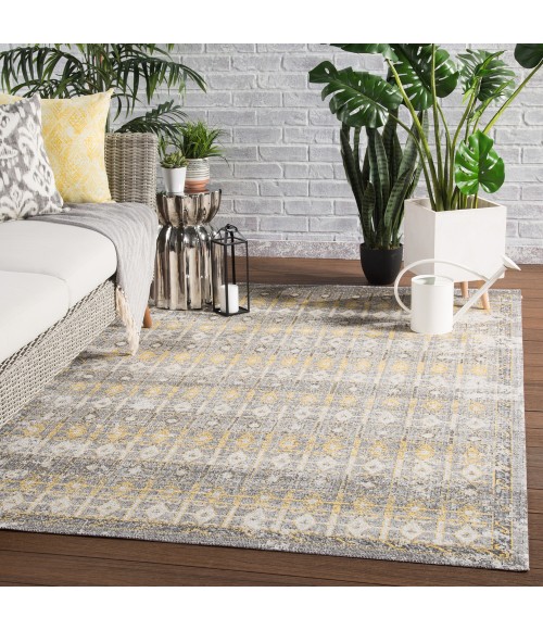 Jaipur Living Giralda Indoor/ Outdoor Trellis Light Gray/ Yellow Runner Rug (2'6"X8')