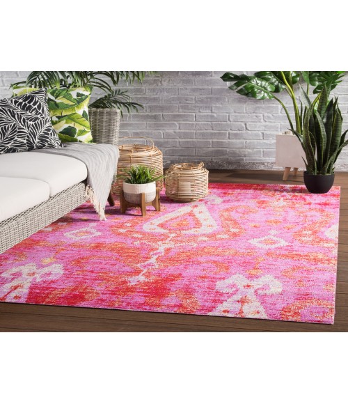 Jaipur Living Zenith Indoor/ Outdoor Ikat Pink/ Orange Runner Rug (2'6"X8')