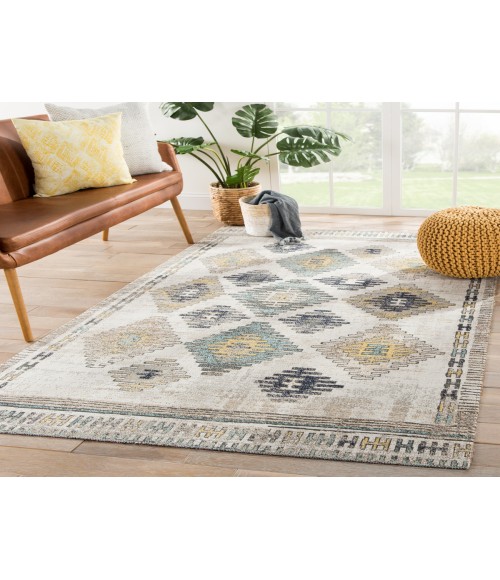 Jaipur Living Dez Indoor/ Outdoor Tribal Blue/ Yellow Runner Rug (2'8"X10')