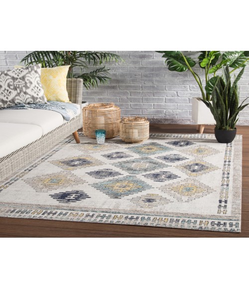 Jaipur Living Dez Indoor/ Outdoor Tribal Blue/ Yellow Area Rug (2'X3')
