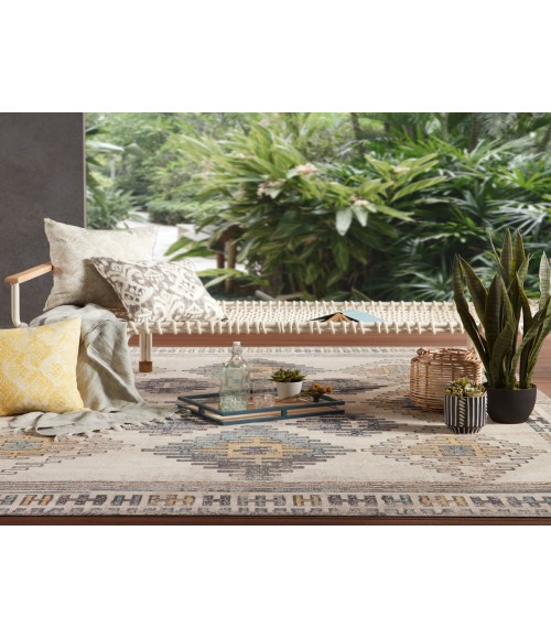 Jaipur Living Dez Indoor/ Outdoor Tribal Blue/ Yellow Area Rug (2'X3')