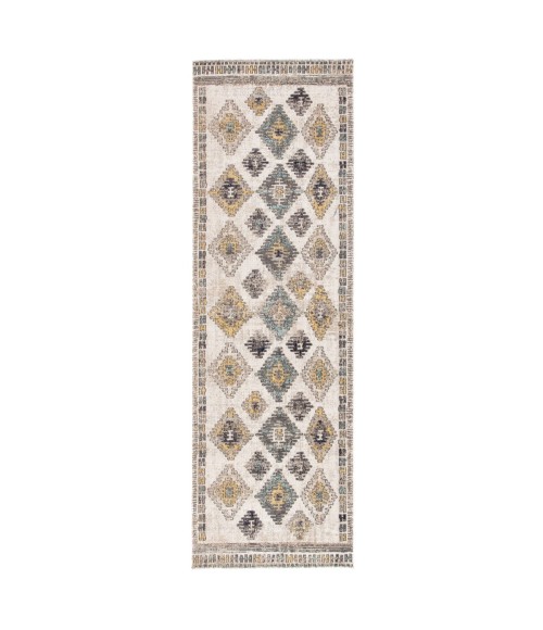 Jaipur Living Dez Indoor/ Outdoor Tribal Blue/ Yellow Runner Rug (2'8"X10')