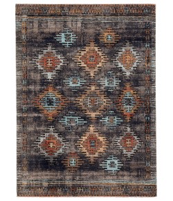 Jaipur Living Dez Indoor/ Outdoor Tribal Blue/ Orange Pol18 Area Rug 5 ft. 3 in. X 7 ft. 6 in. Rectangle