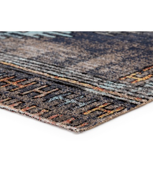 Jaipur Living Dez Indoor/ Outdoor Tribal Blue/ Orange Area Rug (5'3"X7'6")