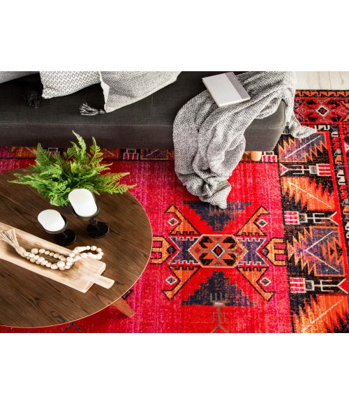 Jaipur Living Paloma Indoor/ Outdoor Tribal Red/ Black Runner Rug (2'8"X10')