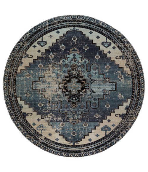Jaipur Living Cicero Indoor/ Outdoor Medallion Blue/ Gray Round Area Rug (7'10")