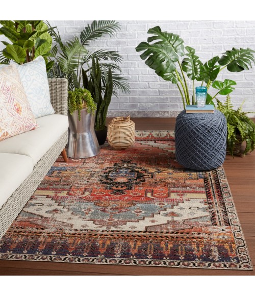 Jaipur Living Cicero Indoor/ Outdoor Medallion Multicolor/ Orange Area Rug (7'6"X9'6")