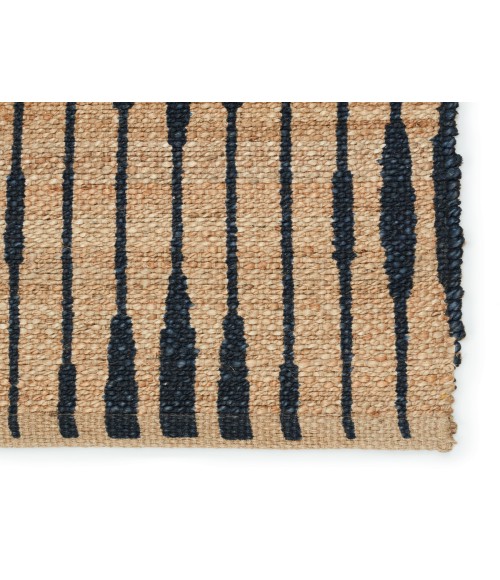 RAY01 Atolia Rug Jaipur Living Atolia Handmade Trellis Natural/ Navy Runner Rug 2'6"X9'