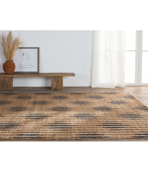 RAY01 Atolia Rug Jaipur Living Atolia Handmade Trellis Natural/ Navy Runner Rug 2'6"X9'