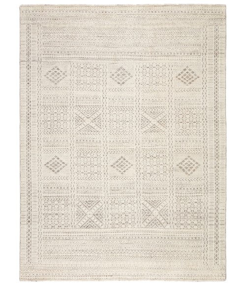 REIGN RUG Jaipur Living Jadene Hand-Knotted Geometric White/ Light Gray Area Rug (7 10"X10 10")