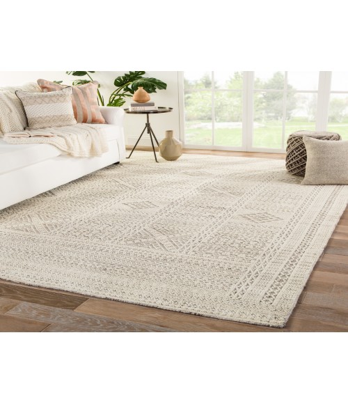 REIGN RUG Jaipur Living Jadene Hand-Knotted Geometric White/ Light Gray Area Rug (7 10"X10 10")