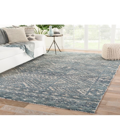 REIGN RUG Jaipur Living Prentice Hand-Knotted Geometric Blue/ Ivory Area Rug (8 10"X13 )